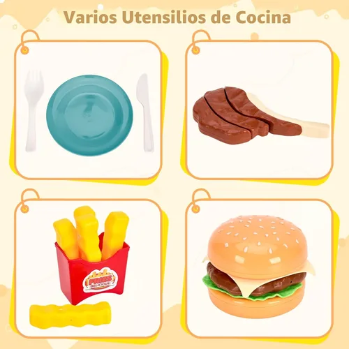 Miniatura 7 de 200 piezas de accesorios mini para cocina de juego para niños, juego de cocina de simulación con utensilios de cocina, vajilla y 2 juegos de frutas