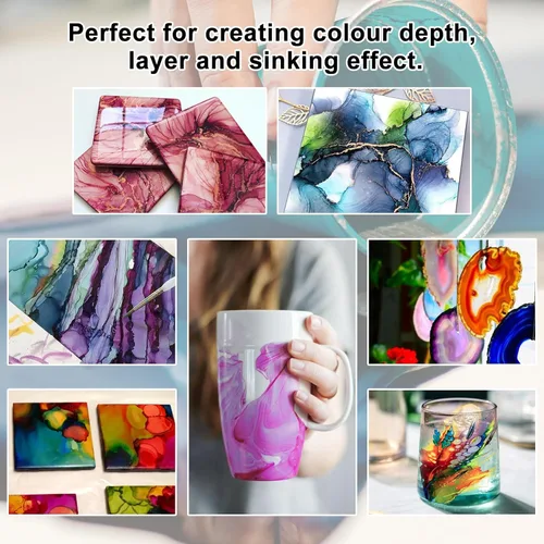 Miniatura 5 de FansArriche Tintas de Alcohol para Resina, Juego de 16 Colores de Tinta de Alcohol de Alta Concentración para Resina Epoxy, Tinta de Resina a Base