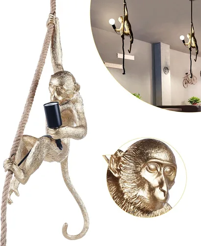 Miniatura 7 de Lámpara colgante de resina vintage con cuerda de cáñamo de mono, lámpara colgante industrial retro Edison E27 para comedor, sala de estar
