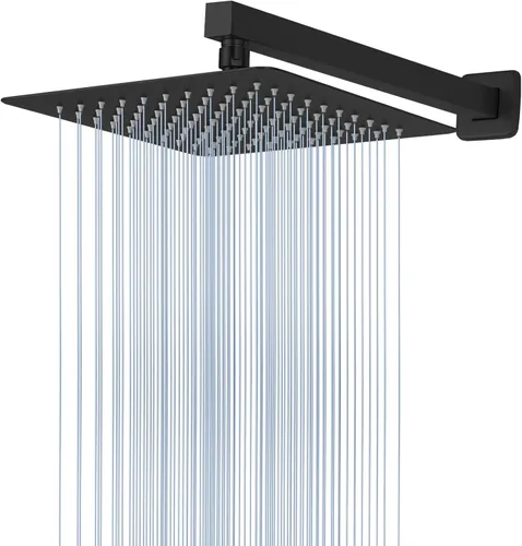 Miniatura 9 de Voolan Cabezal de ducha totalmente de metal con brazo de extensión, cabezales de ducha de lluvia tipo cascada de acero inoxidable, cabezal de ducha
