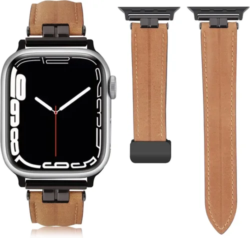 Miniatura 7 de Mxiixnai - Correas de cuero compatibles con Apple Watch Band 1.929 in 1.772 in 1.732 in 1.654 in 1.614 in 1.575 in 1.496 in, cuero genuino