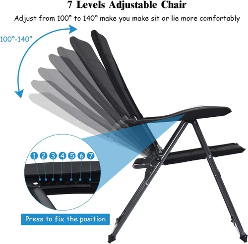 Miniatura 5 de Giantex Juego de 4 sillas de patio, sillas plegables con respaldo ajustable, sillas de exterior para bistró, cubierta, patio trasero, sillón