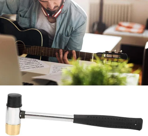 Miniatura 7 de Martillo de plástico para guitarra, cabeza de latón y goma, herramienta de martillo de trastes de doble cabeza, herramientas de anatomía