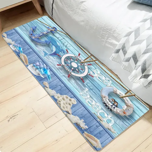 Miniatura 28 de LYFANS Alfombras de baño de espuma de esponja absorbente suave para baño y cocina (47 x 18 pulgadas), tapete de franela antideslizante brillante