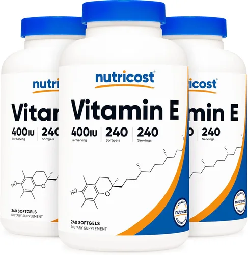 Nutricost Vitamina E 400 UI, 240 cápsulas de cápsulas blandas (3 botellas)