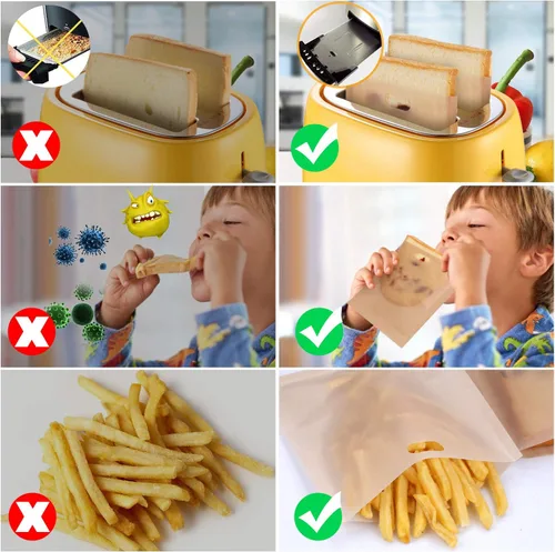Miniatura 6 de 10 Bolsas de Tostadora Reutilizables para queso a la parrilla Bolsas de Tostadora Antiadherentes para Sándwiches, Pollo, Nuggets, Panini y Tostadas