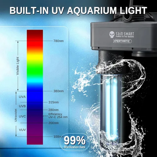 Miniatura 7 de XpertMatic - Filtro de acuario de 220 GPH, luz limpia integrada de 9 W, potente bomba sumergible para tanque de 20 a 50 galones, filtro de tanque