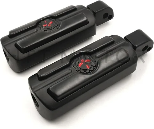 Miniatura 2 de Compatible con H-D Motocicleta Touring Black HTTMT Skull Macho Pie Peg Mount Par de Clavijas de Pie de Calavera [P/N: MT216-051-MBK-XIN]