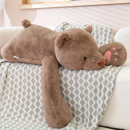 SNOWOLF Animales de peluche de oso con peso, Almohada de peluche de oso marrón de 23.6", Juguetes de peluche súper lindos kawaii, Regalos para