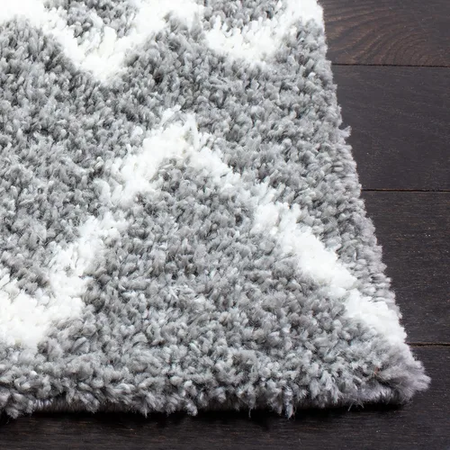 Miniatura 4 de SAFAVIEH Berber Shag Collection - Alfombra para pasillo, 2 pies 3 pulgadas x 6 pies, color gris claro y crema, diseño marroquí, no desprende pelusa