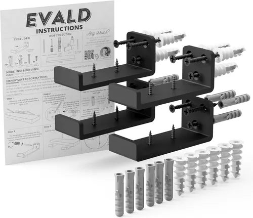 Miniatura 13 de EVALD Soportes flotantes para estantes Soportes ocultos de acero al carbono negro para tablero de 4 pulgadas (tamaño real de 3 1/4 pulgadas)