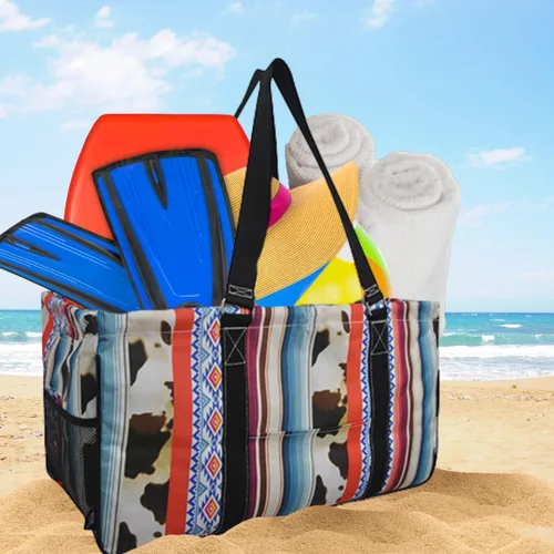 Miniatura 478 de NGIL Bolsa de comestibles reutilizable extra grande plegable de gran tamaño para comestibles, almacenamiento, picnic, playa, Bronco-negro occidental