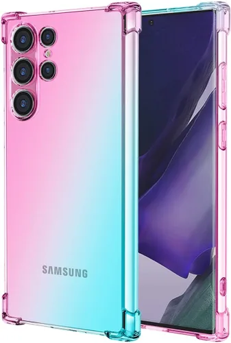 Miniatura 8 de Funda para Galaxy S22 Ultra 5G, bonita funda transparente para teléfono con degradado, funda delgada y antiarañazos de TPU flexible, funda dorado