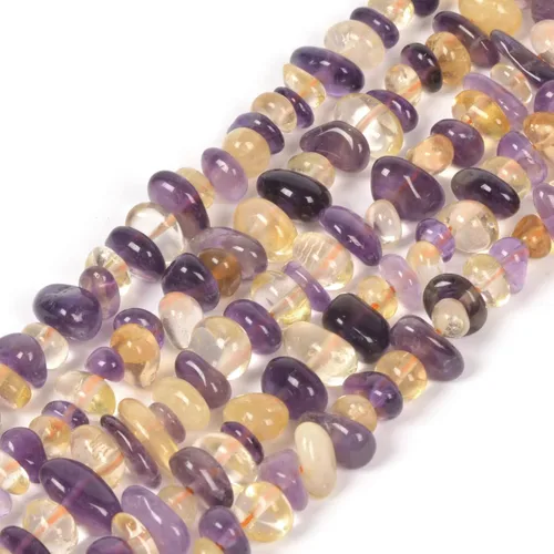 Miniatura 19 de Chips Amber Natural Gemstone Freedom Chips Cuentas sueltas de 0.433-0.472 in para hacer joyas, manualidades, 16 pulgadas Cuarzo Rutilado Dorado