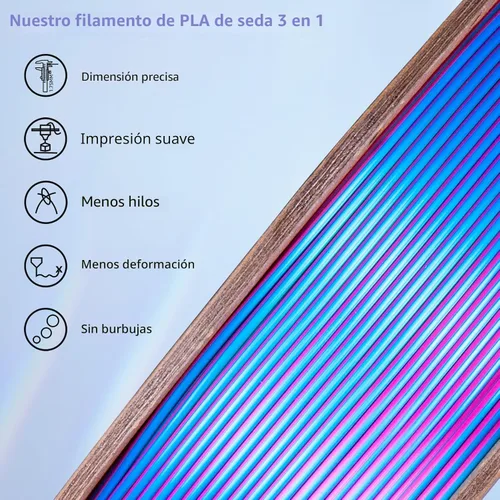 Miniatura 3 de Filamento de seda PLA para impresora 3D Filamento de seda PLA de triple color 1.75mm Filamento para impresión 3D Compatible con la mayoría de Tri