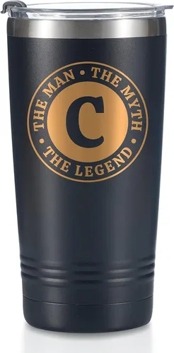 Miniatura 37 de Taza The Man the Myth the Legend con iniciales, vaso de viaje de acero inoxidable con monograma para hombres, divertida taza de café personalizada