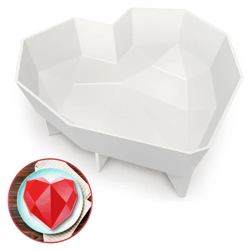 Molde de corazón rompible – Molde de corazón de silicona con forma de diamante para conchas de chocolate, pasteles de mousse, tarta de queso – Boda