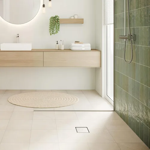 Miniatura 11 de hansgrohe RainDrain Brilliance - Juego de drenaje de ducha cuadrado con cubierta trasera áspera y baldosa en acero inoxidable cepillado, drenaje