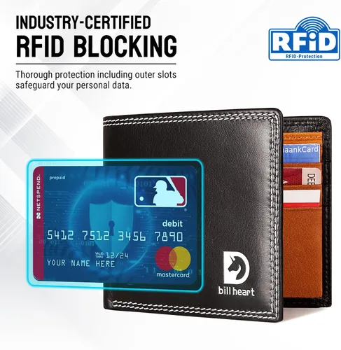 Miniatura 3 de Cartera de cuero genuino RFID para hombre