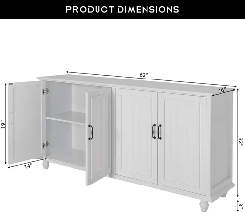 Scurrty Gabinete de Bar de Café de 62 pulgadas con Almacenamiento para Cocina, Gabinete Buffet con Almacenamiento, Aparador Buffet para Comedor,