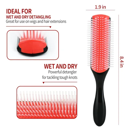 Miniatura 4 de UREELIN Juego de cepillos para el cabello rizado, desenredante para cabello afroamericano/africano texturizado 3a a 4c, cepillo desenredante