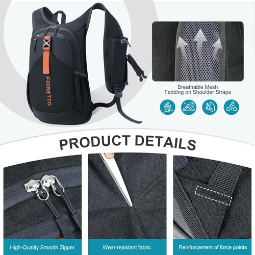 Miniatura 5 de FIORETTO Mochila de senderismo de 15L para mujeres y hombres, mochila mini plegable, ligera, pequeña mochila de día para camping, viaje, al aire
