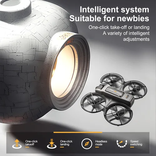 Miniatura 5 de Drone con control remoto de pantalla grande (4.92 pulgadas), mini avión con cámaras duales, 2 baterías, giros de 360°, protección completa de Negro