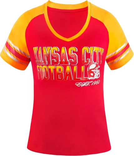 Camisetas raglán Athletic City para mujeres fanáticos del fútbol - Azul marino y blanco