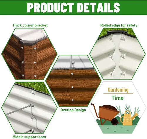 Miniatura 3 de SnugNiture Cama de Jardín Elevada Galvanizada 8x4x1 Pies Caja de Plantación de Metal al Aire Libre Gran Kit de Acero para Cultivar Vegetales, Flores