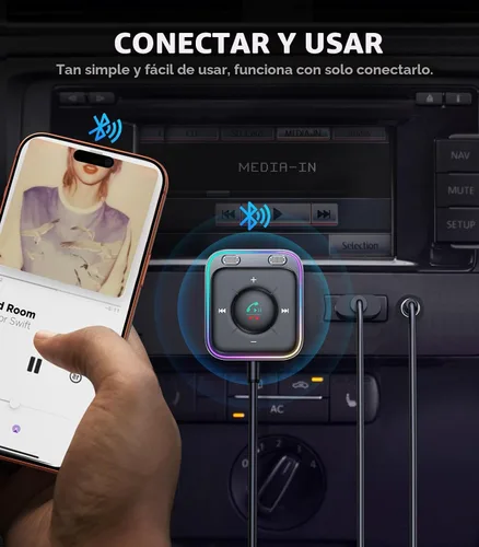 Miniatura 5 de JOYROOM Adaptador AUX Bluetooth 6.0 para automóvil, cancelación de ruido de micrófonos duales, Plug and Play, botón multifunción, adaptador de audio