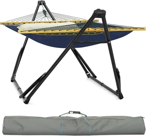 Miniatura 18 de Tranquillo Unity - Soporte de hamaca ajustable, plegable, para camping, con soporte, capacidad de 800 lbs, soporte de hamaca doble de acero para 2