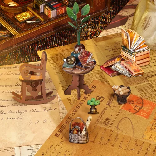 Miniatura 3 de Kits de manualidades para rincón de lectura DIY Booknook - Creatividad 3D, rompecabezas de madera con luces LED, decoración para estanterías - Kit