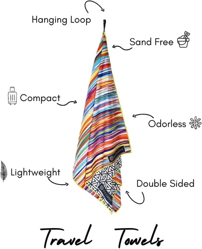 Miniatura 4 de ECCOSOPHY - Toalla de playa de microfibra a prueba de arena, de secado rápido, ligera, superabsorbente, perfecta para piscina, viajes, crucero y Key
