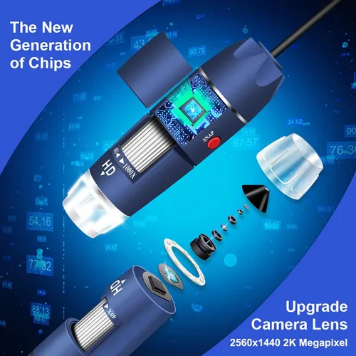 Miniatura 3 de Cámara de microscopio USB HD de 2 MP para Android, Windows, Linux Mac, 40X a 1000X digital con soporte y estuche de transporte, moneda portátil