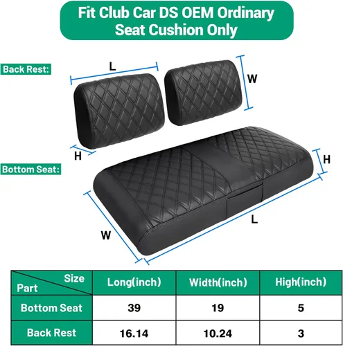 Miniatura 4 de iLSKW Fundas de Asiento para Carrito de Golf Yamaha G22 G8 G9 G16 G19 G2 Cubierta OEM Delantera, Vinilo de Cuero Fino con Textura de Diamante