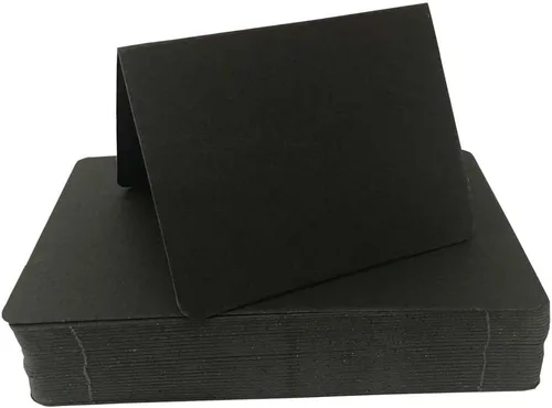 Tarjetas de lugar de mesa tipo carpa negras en blanco, paquete de 50 piezas, tarjeta plegada de asignación de asientos, banquete, fiesta, evento,