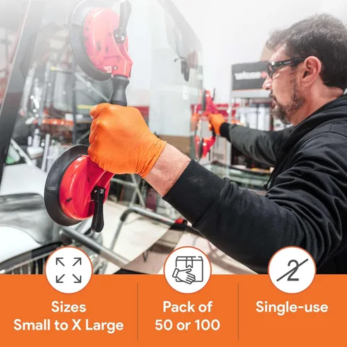 Miniatura 6 de WECARE Guantes de nitrilo de 8 mil, guantes de mecánico resistentes, con agarre de diamante, guantes desechables sin polvo ni látex Naranja