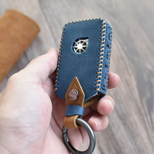 Miniatura 8 de Funda de cuero para llavero inteligente compatible con Volvo XC40 XC60 XC90 S90 V90 para llavero de automóvil, entrada remota sin llave, protección