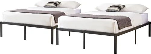 VECELO - Base de cama metálica tamaño matrimonial de 14 pulgadas, moderna (juego de 2)