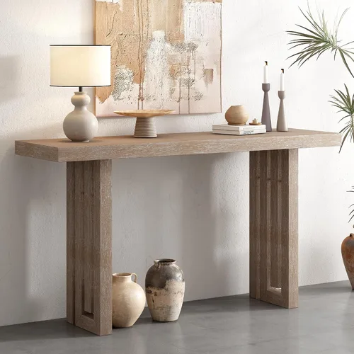 Miniatura 16 de Quarte Elegante mesa consola con tres cajones de almacenamiento, mesa de sofá extra larga para entrada, pasillo, sala de estar, vestíbulo, pasillo
