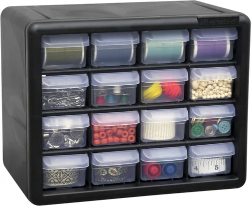 Miniatura 18 de Akro-Mils 10116 16 piezas de plástico de herramientas de almacenamiento y Gabinete para manualidades cajón, 10.5 pulgadas x 8.5 pulgadas x 6.5