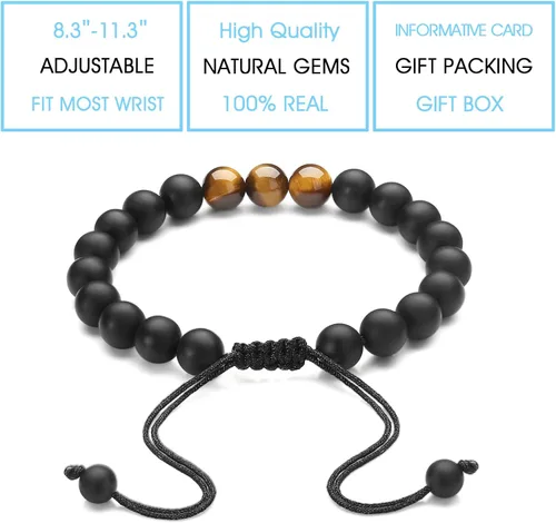 Miniatura 5 de Pulsera de cristal natural para adolescentes, niños, hombres, caja de regalo extraíble especialmente para hijo, nieto, papá, amor en cumpleaños