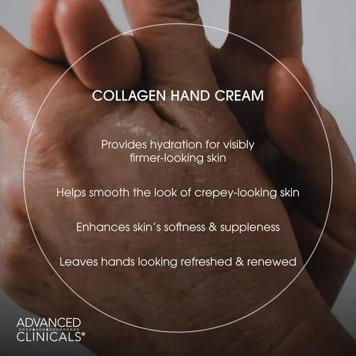 Miniatura 3 de Advanced Clinicals Crema hidratante de colágeno para manos y cuerpo para el cuidado de la piel para piel seca y agrietada. Loción calmante e Crema
