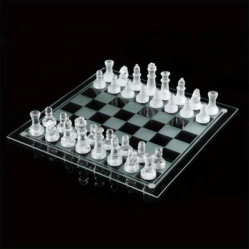 Elegante juego de ajedrez de vidrio de 10 pulgadas, juego de mesa de alta calidad para adultos, regalo ideal para amantes del ajedrez y decoración