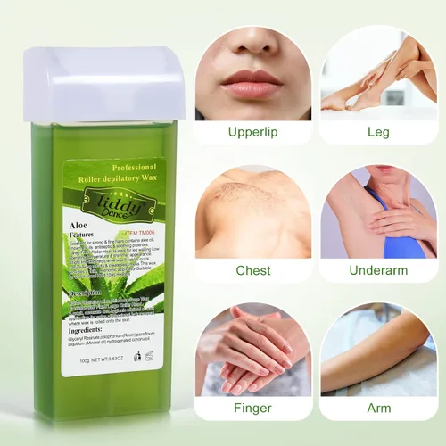 Miniatura 4 de Cera de depilación, repuesto de cera, cartucho de rodillo de cera suave para kit de depilación, cera depilatoria de aloe para pieles sensibles