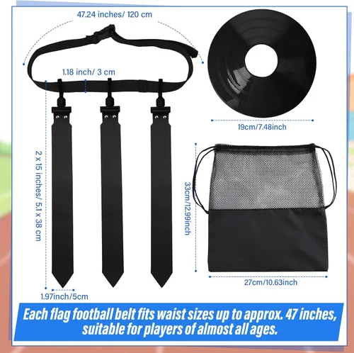 Miniatura 2 de Wettarn Cinturones de fútbol con bandera, ajustable, con bolsa de conos, para jóvenes, adultos, niños, equipo de entrenamiento de equipo deportivo