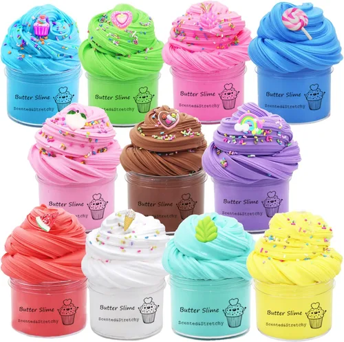 Butte Slime Kit de 11 paquetes de recuerdos de fiesta para niños, experiencia de color y textura, juguete para aliviar el estrés para niñas y niños