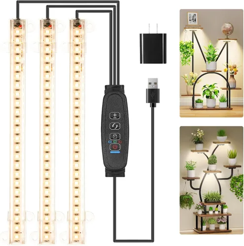 Miniatura 11 de Tiras de Luz LED para Crecimiento de Plantas de 8.6'', Espectro Completo 3500K Luz de Crecimiento para Plantas de Interior con Temporizador de Cálido