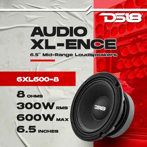Miniatura 2 de DS18 PRO-EXL68 - Altavoz de 6.5 pulgadas, rango medio, canasta de aluminio rojo, 600 W máximo, 300 W RMS, 8 ohmios, imán de ferrita