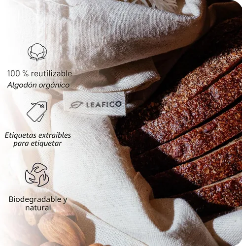 Miniatura 5 de LEAFICO Bolsas de almacenamiento de algodón, tamaño XL, 14 x 17 pulgadas (paquete de 6), bolsas de muselina reutilizables con cordones, bolsas